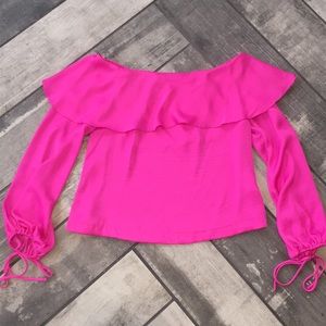Forever 21 hot pink off the shoulder top size S